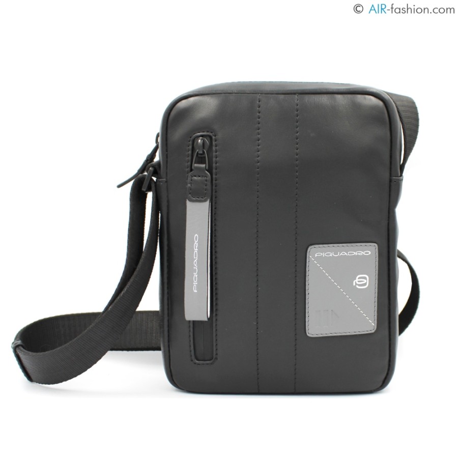 Sacs Pour Hommes PIQUADRO | Piquadro Sac Bandouliere En Cuir Noir Pour Hommes Pour Mini Ipad Ca3084W97/N