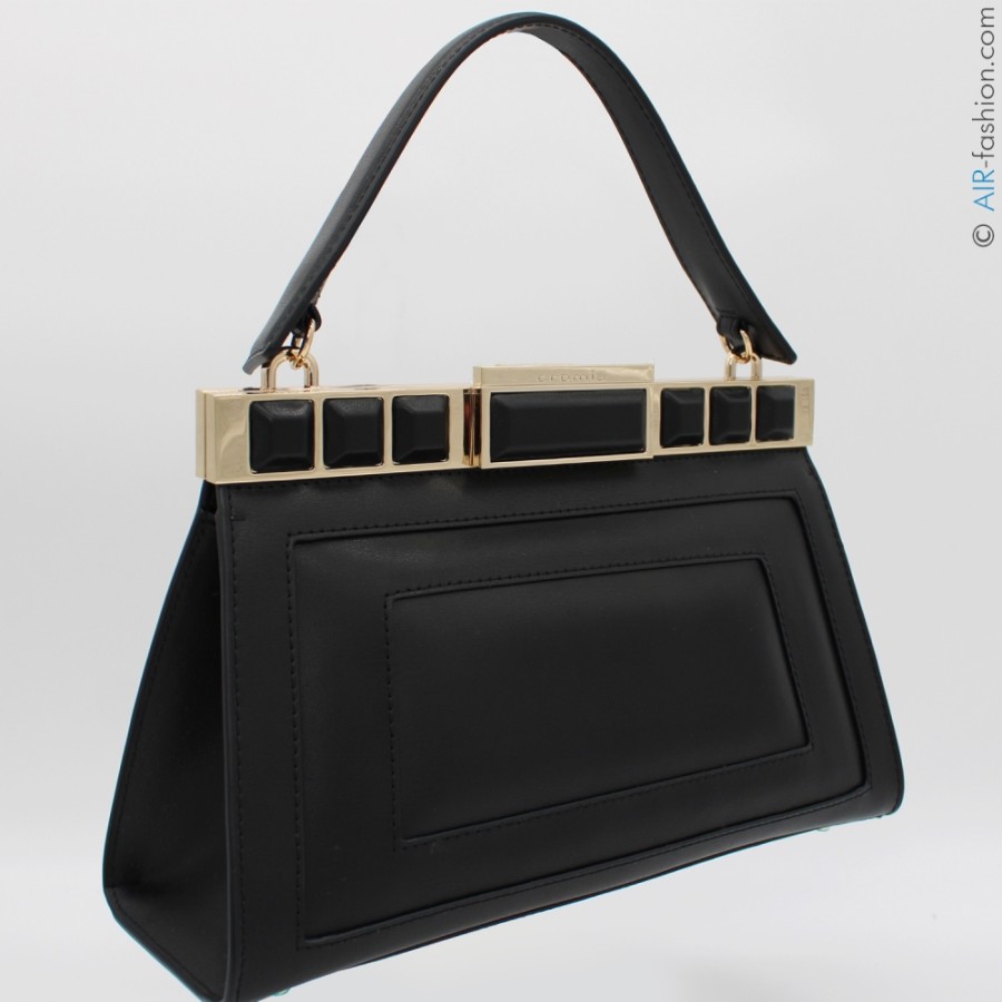 Sacs Pour Dames Cromie | Cromia Fashion Designer Sac A Main De Style Retro En Cuir Noir, Fabrique En Italie 1405572_Ne