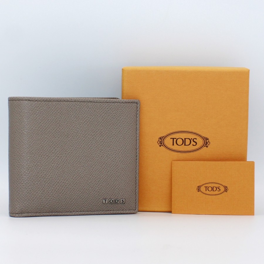 Accessoires Pour Hommes TOD'S | Portefeuille En Cuir Texture Tod'S Pour Homme, Couleur Gris Clair, Fabrique En Italie Xamletc03Z0Doub203