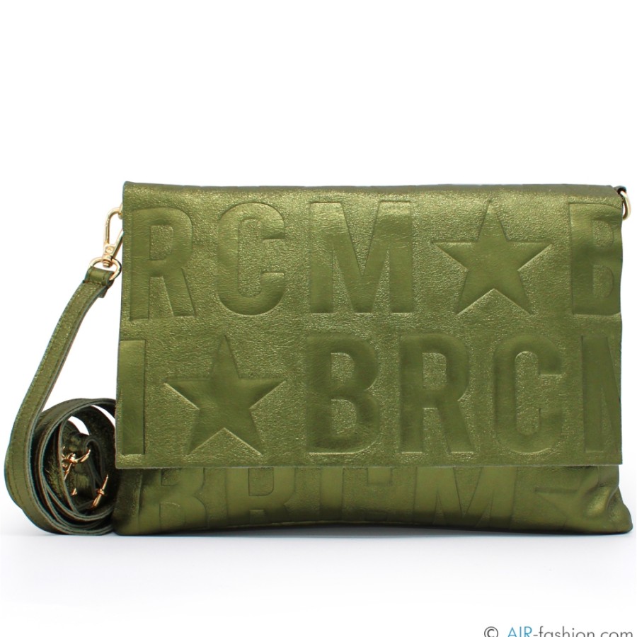 Sacs Pour Dames M*BRC | M*Brc Maxi-Clutch Sac A Bandouliere En Cuir Vert Metallise F260_Verde