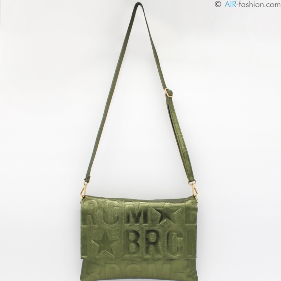 Sacs Pour Dames M*BRC | M*Brc Maxi-Clutch Sac A Bandouliere En Cuir Vert Metallise F260_Verde