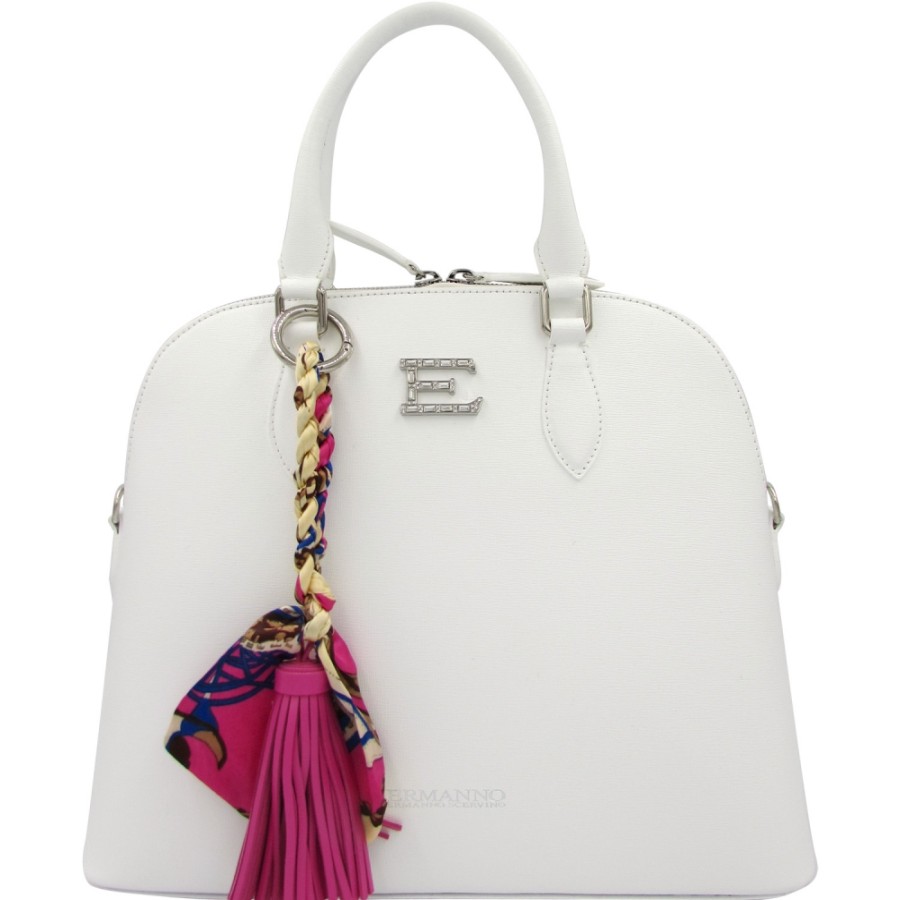 Sacs Pour Dames ERMANNO Ermanno Scervino | Ermanno Ermanno Scervino Elegant Sac De Style Bugatti En Cuir Blanc Fabrique En Italie 12400313