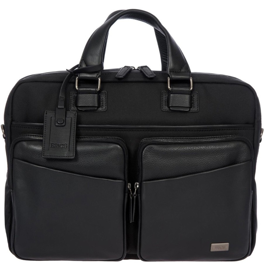 Sacs D'Affaires LES BRIC | Bric'S Sac D'Affaires Noir Pour Homme Pour Ordinateur Portable 15 En Cuir Et Nylon, L Br207704.909