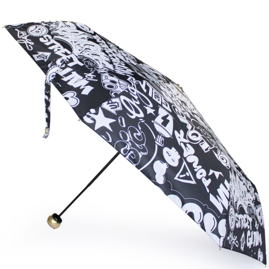 Accessoires Pour Dames Braccialini | Parapluie Pliant Pour Femme Braccialini Avec Motif Noir Et Blanc Bc858-Kiss