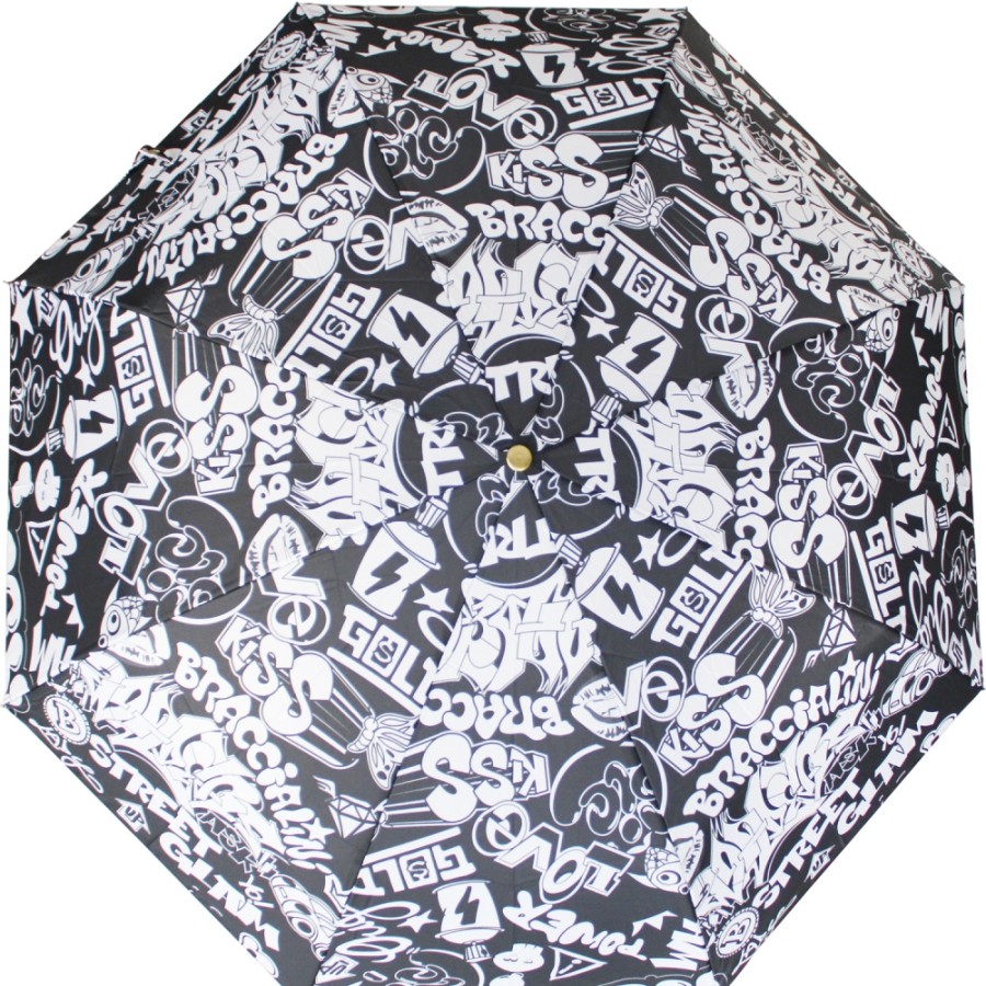 Accessoires Pour Dames Braccialini | Parapluie Pliant Pour Femme Braccialini Avec Motif Noir Et Blanc Bc858-Kiss