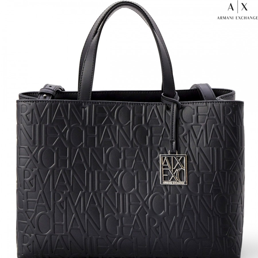 Sacs Pour Dames échange Armani | Armani Exchange Sac Fourre-Tout Noir Mat, Avec Logos Imprimes En Relief 942646Cc793100020