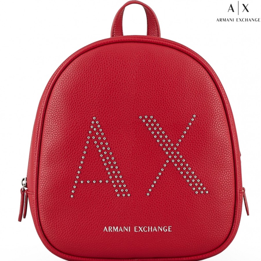 Sacs Pour Dames échange Armani | Armani Exchange Sac A Dos Rouge Decore Du Logo A|X De Rivets Metalliques 942563-Cc284-Red