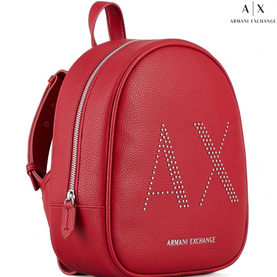 Sacs Pour Dames échange Armani | Armani Exchange Sac A Dos Rouge Decore Du Logo A|X De Rivets Metalliques 942563-Cc284-Red