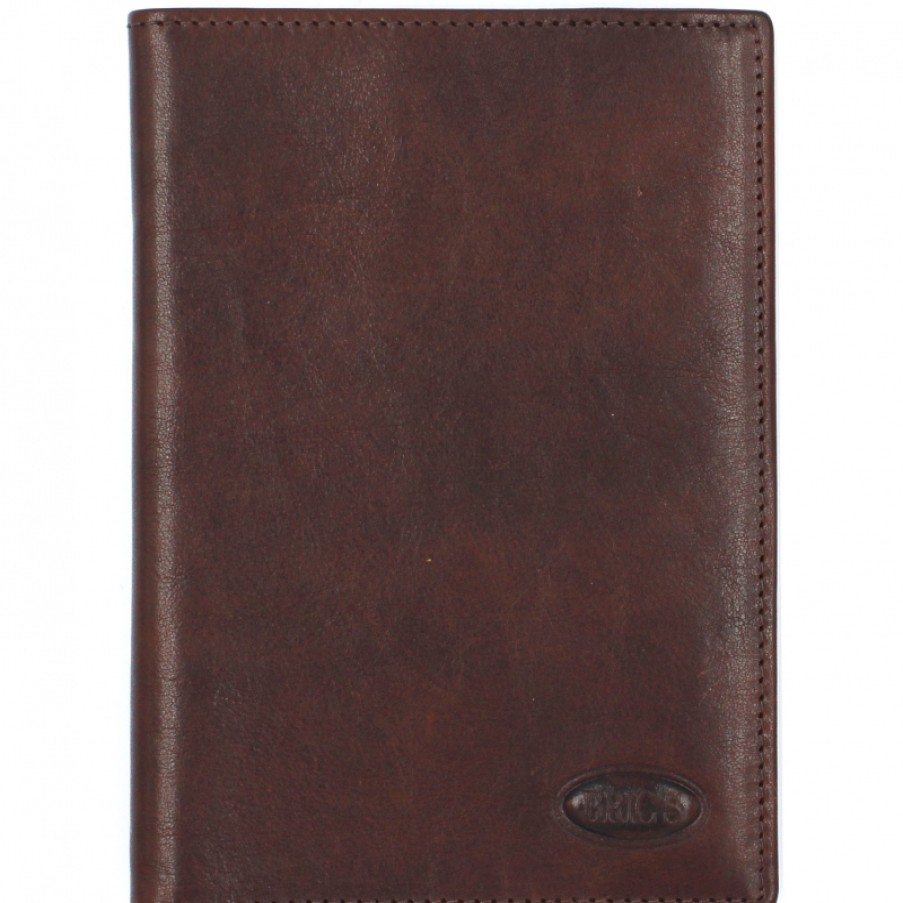 Accessoires Pour Hommes LES BRIC | Couverture De Porte-Passeport Bric'S En Cuir Marron Veritable Au Tannage Vegetal Bh109215.002