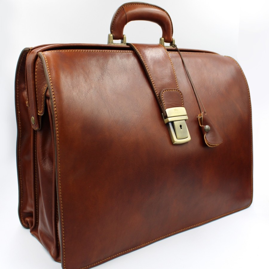 Sacs Et Accessoires De Style Vintage Cuoieria Fiorentina | Cuoieria Fiorentina Sac De Medecin De Style Vintage En Cuir Marron, Grand, Fabrique En Italie Fd521040