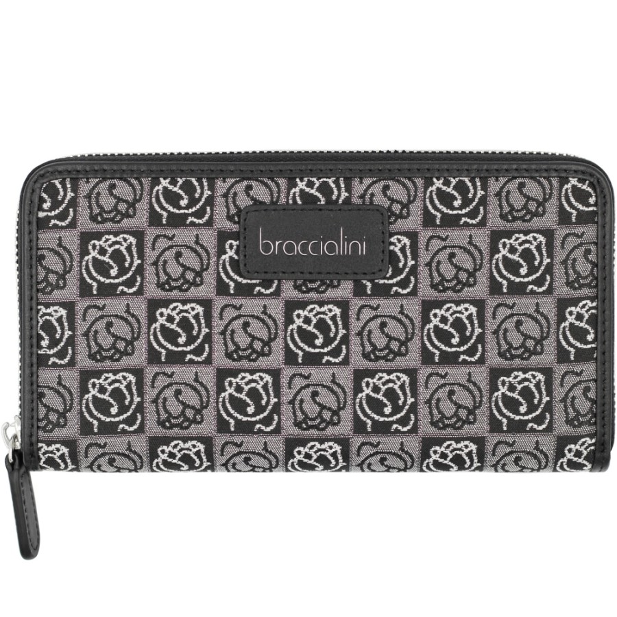 Accessoires Pour Dames Braccialini | Braccialini Portefeuille Zippe En Tissu Avec Motif De Roses Tissees B14350-126-As