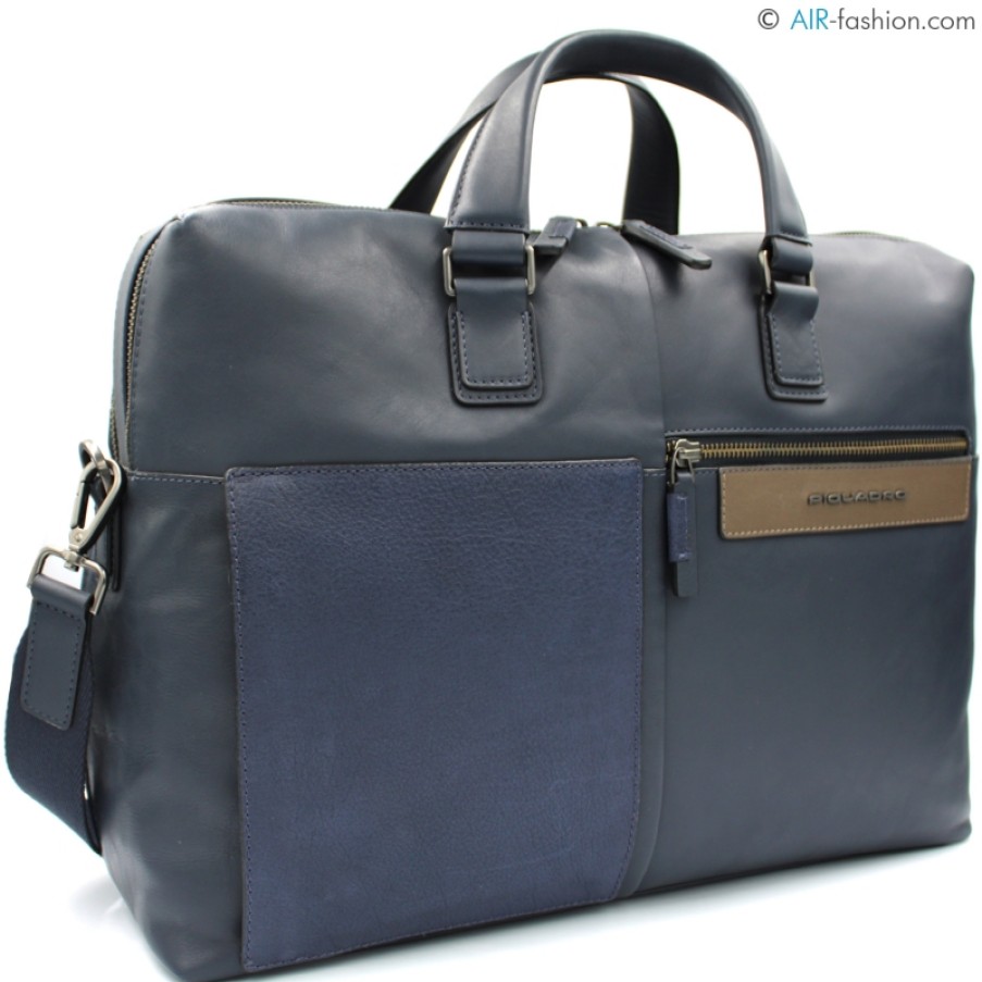 Sacs D'Affaires PIQUADRO | Piquadro Sac D'Affaires En Cuir Bleu Pour Homme Pour Ordinateur Portable Ca3339W96/Blu