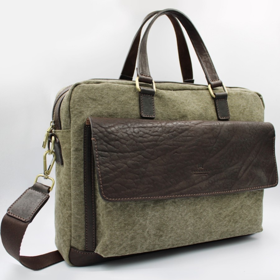 Sacs D'Affaires Cuoieria Fiorentina | Cuoieria Fiorentina Sac Pour Ordinateur Portable Professionnel En Toile Et Cuir Toscan, Fabrique En Italie 5852221