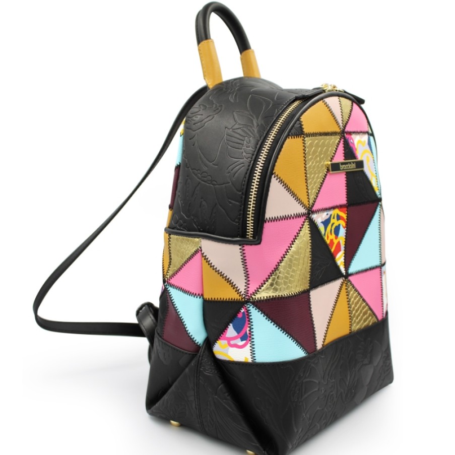 Sacs Pour Dames Braccialini | Braccialini Mode Sac A Dos En Cuir Patchwork Multicolore B13512