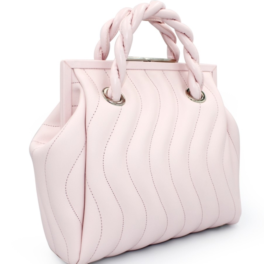 Sacs Pour Dames Blumarine | Sac De Createur Blumarine En Cuir Matelasse Rose Avec Fermeture De Style Retro B81Pwb000042032