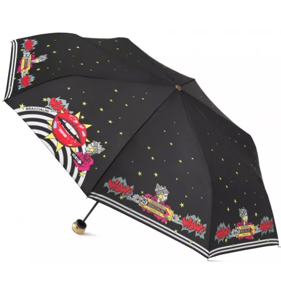 Accessoires Pour Dames Braccialini | Braccialini Kiss Parapluie De Pluie Pliable Avec Motif Pop-Art Bc858-2923