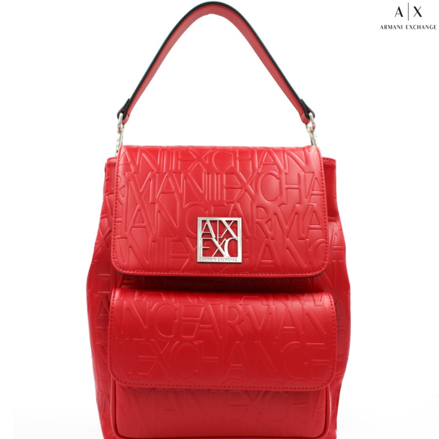 Sacs Pour Dames échange Armani | Armani Exchange Sac A Dos Elegant Rouge Mat Avec Logos En Relief 942660-Cc793-Red