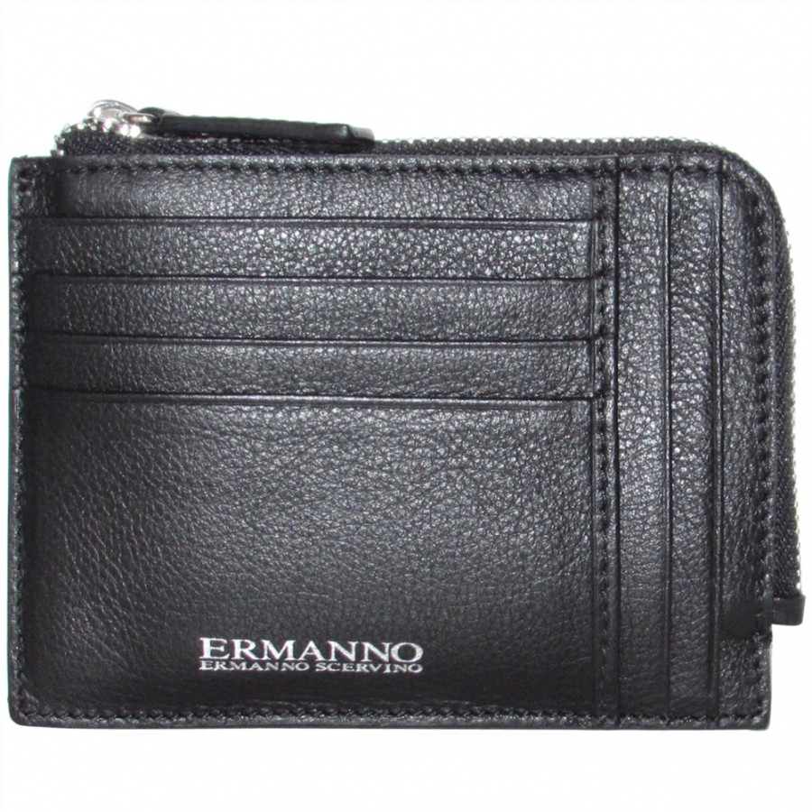 Accessoires Pour Hommes ERMANNO Ermanno Scervino | Ermanno Ermanno Scervino Portefeuille Pour Cartes De Credit En Cuir Pour Homme Avec Fermeture Eclair Fabrique En Italie 12600027