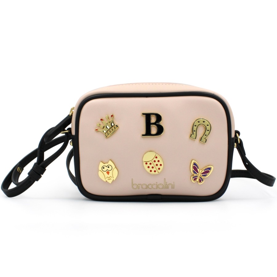 Sacs Pour Dames Braccialini | Braccialini Mini Sac A Bandouliere Rose Avec Appliques De Figurines En Metal B14367