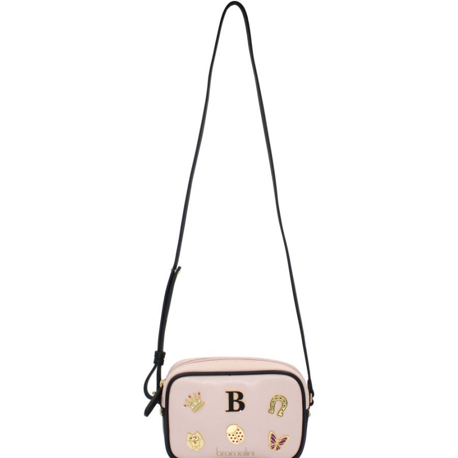 Sacs Pour Dames Braccialini | Braccialini Mini Sac A Bandouliere Rose Avec Appliques De Figurines En Metal B14367