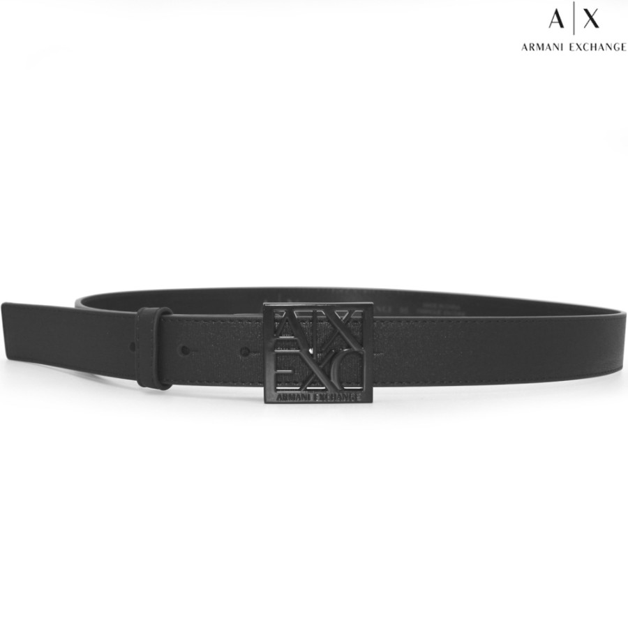 Accessoires Pour Dames échange Armani | Armani Exchange Ceinture Femme Noire, Avec Boucle Carree 9411300A874100020