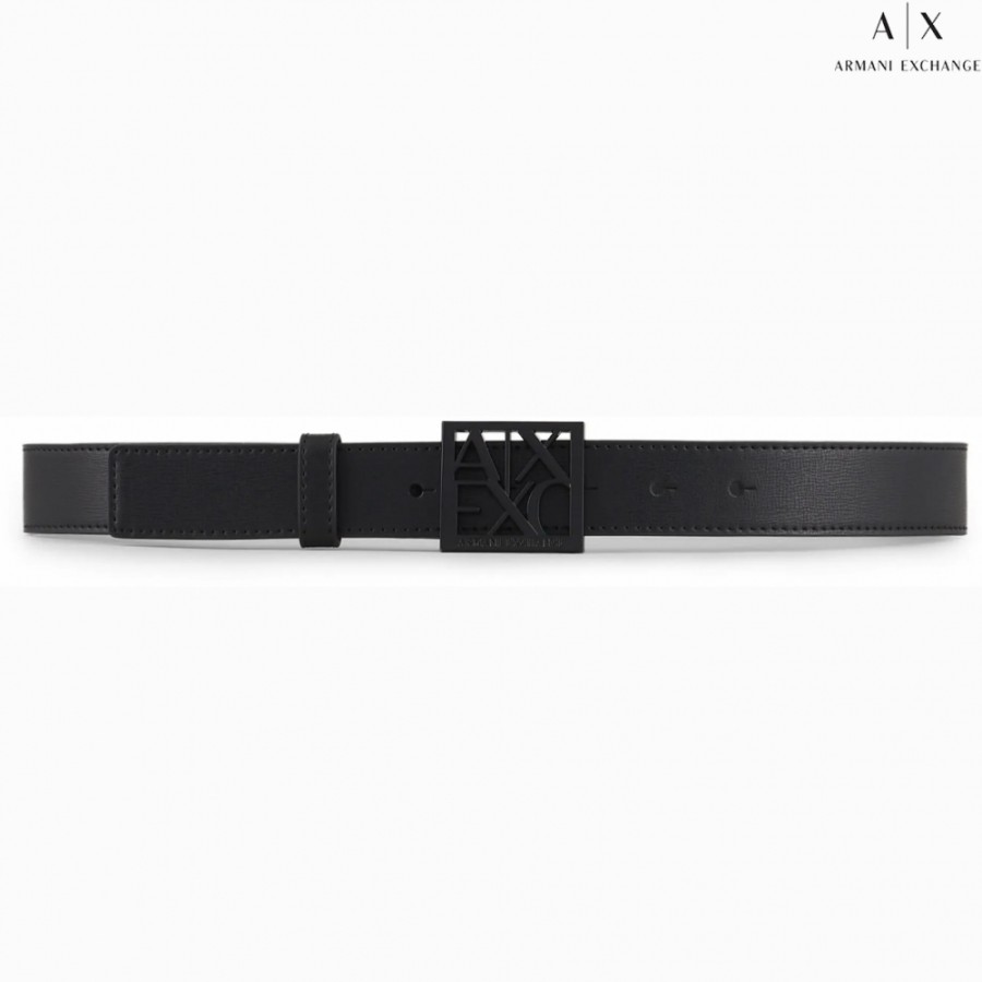 Accessoires Pour Dames échange Armani | Armani Exchange Ceinture Femme Noire, Avec Boucle Carree 9411300A874100020