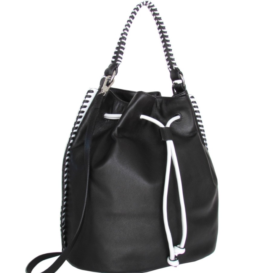 Sacs Pour Dames ABRO | Sac Seau En Cuir Abro Avec Bord Brode Fait Main 027297