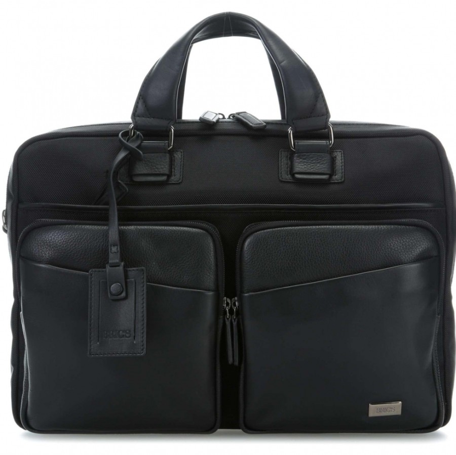 Sacs D'Affaires LES BRIC | Bric'S Sac Business Homme Pour Documents / Ordinateur Portable 15 En Cuir Noir Et Nylon M Br207705.909