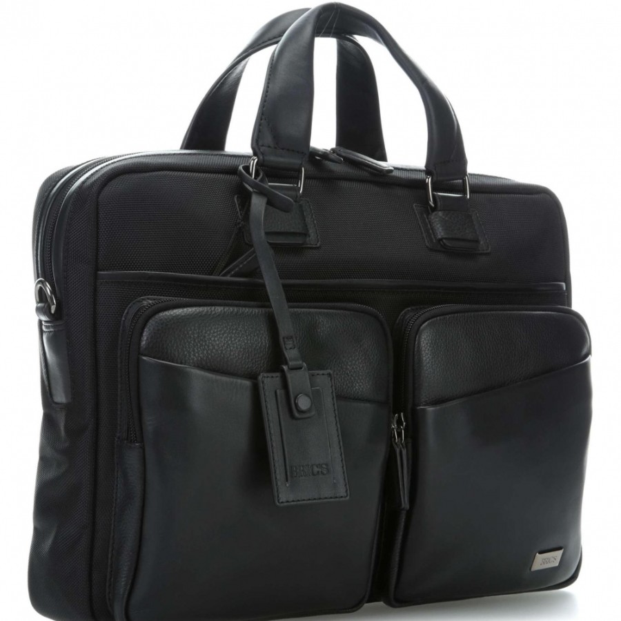 Sacs D'Affaires LES BRIC | Bric'S Sac Business Homme Pour Documents / Ordinateur Portable 15 En Cuir Noir Et Nylon M Br207705.909