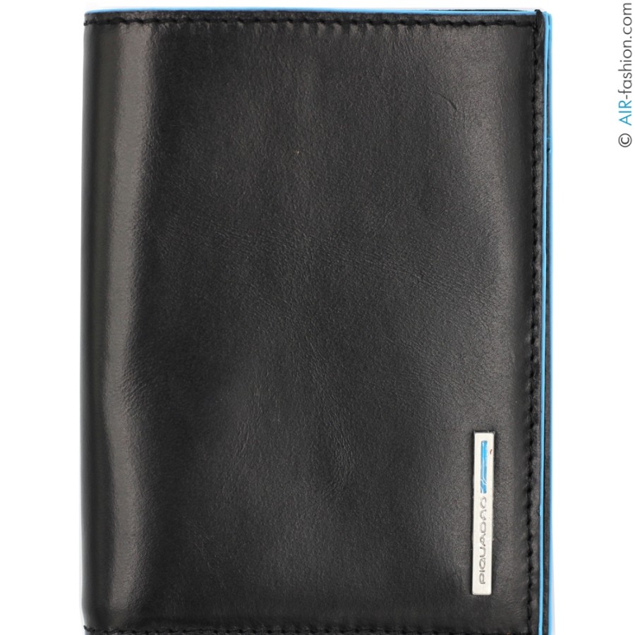 Accessoires Pour Hommes PIQUADRO | Portefeuille Vertical En Cuir Noir Pour Hommes Piquadro, Pour Cartes De Credit Et Billets De Banque Pu1393B2/N