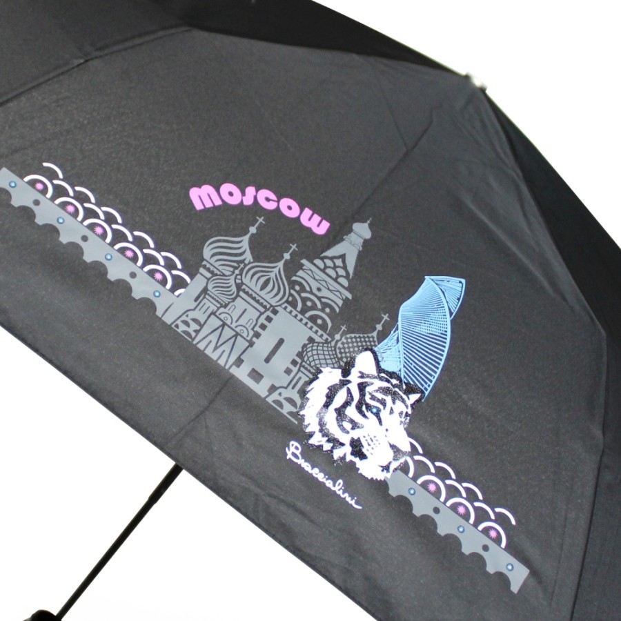 Accessoires Pour Dames Braccialini | Parapluie Noir Pour Femme Braccialini, Avec Theme Fantaisie De Moscou Bc859-Moscou