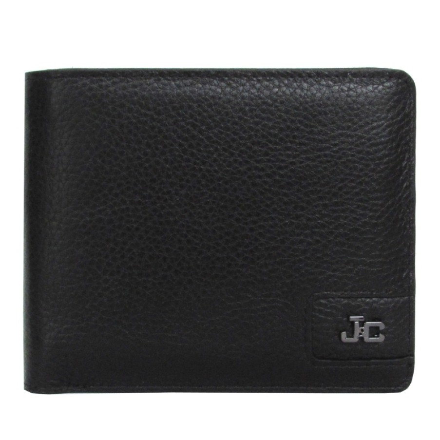 Accessoires Pour Hommes J&C Jackyceline | J&C Jackyceline Portefeuille Homme En Cuir Noir Avec Compartiment Pour Pieces Cop168-02-Noir