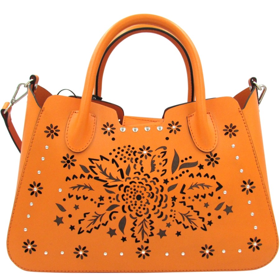 Sacs Pour Dames CROMIA | Sac Fourre-Tout En Cuir Orange Perfore Cromia Fashion 1403681