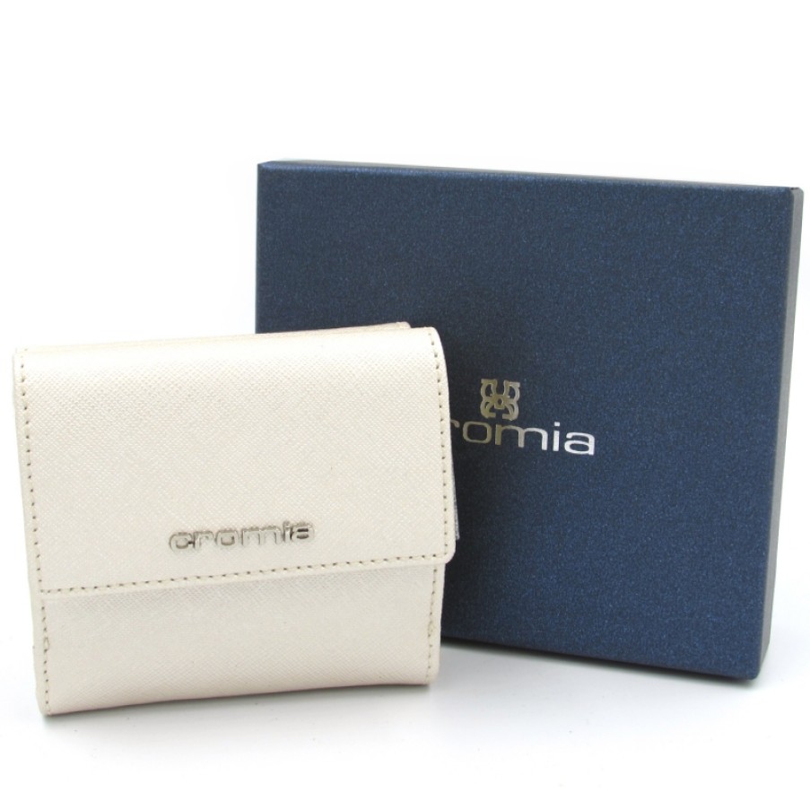 Accessoires Pour Dames CROMIA | Cromia Mini Portefeuille En Cuir Perle Pour Femme Avec Poche Pour Monnaie Fabrique En Italie 26B0633 Perl