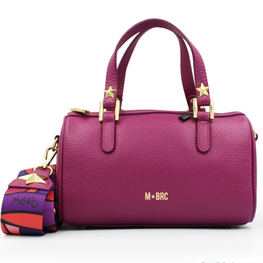 Sacs Pour Dames M*BRC | M*Brc Petit Sac En Cuir Couleur Lilas Rose, Bandouliere Avec Motif Multicolore F_120_Amarena