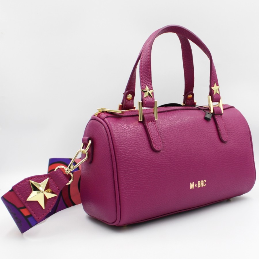 Sacs Pour Dames M*BRC | M*Brc Petit Sac En Cuir Couleur Lilas Rose, Bandouliere Avec Motif Multicolore F_120_Amarena