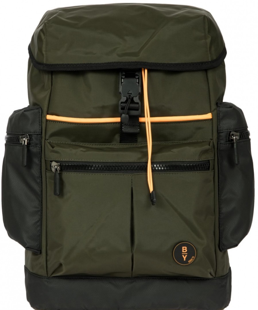 Sacs Pour Hommes BRIC'S PAR | Sac A Dos Bric'S By Sport Style En Nylon Olive Et Noir Avec Lumiere Led B3Y04495.078