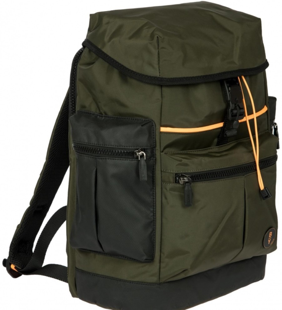 Sacs Pour Hommes BRIC'S PAR | Sac A Dos Bric'S By Sport Style En Nylon Olive Et Noir Avec Lumiere Led B3Y04495.078