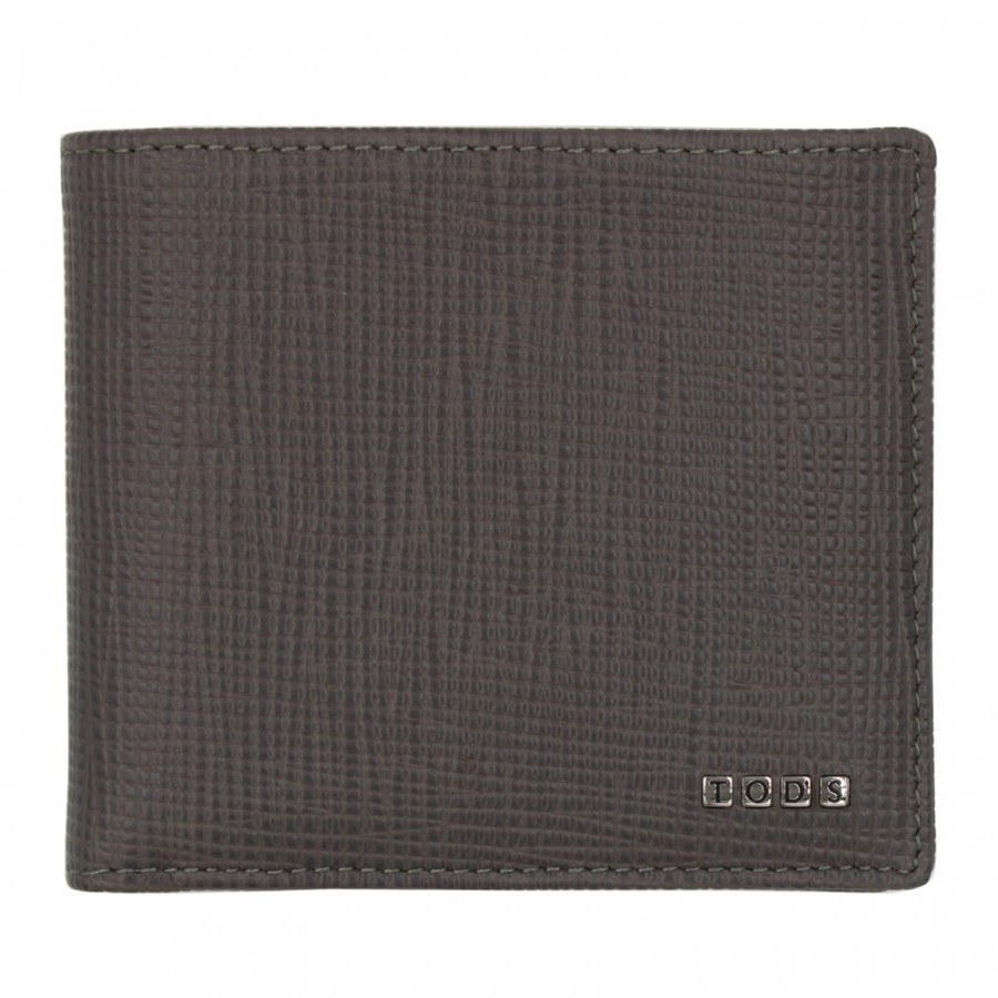 Accessoires Pour Hommes TOD'S | Portefeuille Tod'S Pour Homme En Cuir Gris Texture, Fabrique En Italie Xamletc03Z0Nphb408