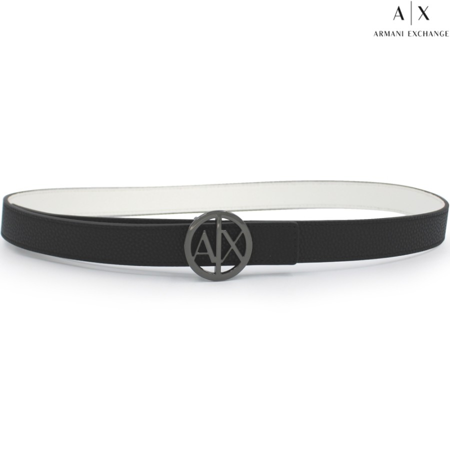 Accessoires Pour Dames échange Armani | Armani Exchange Ceinture Reversible Noire Pour Femme Avec Boucle Ronde En Forme De Hache 9411180A877142520