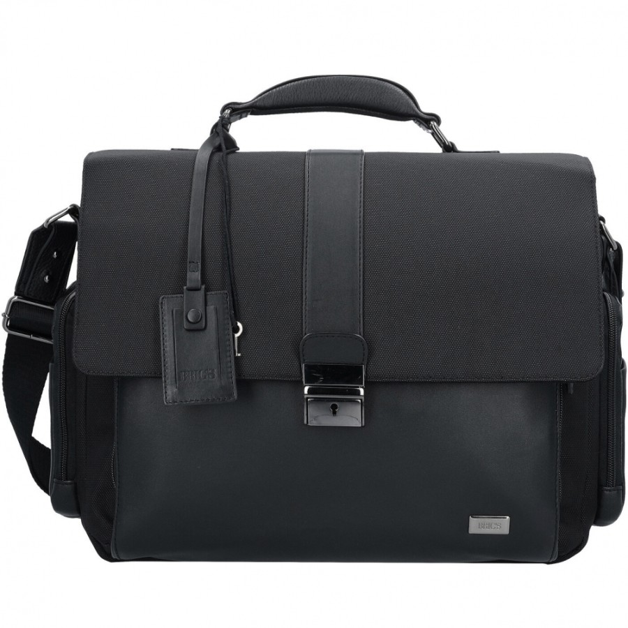 Sacs D'Affaires LES BRIC | Bric'S Mallette D'Affaires Pour Homme, En Cuir Veritable Noir Et Nylon Br207706.909