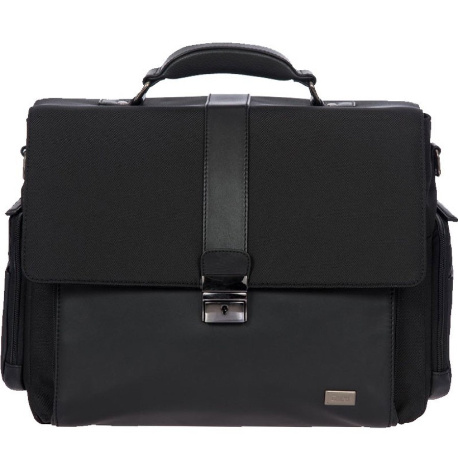 Sacs D'Affaires LES BRIC | Bric'S Mallette D'Affaires Pour Homme, En Cuir Veritable Noir Et Nylon Br207706.909