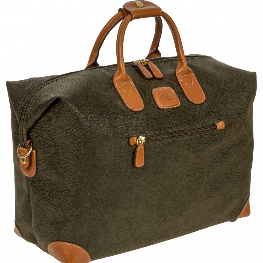 Bagages : Sacs De Voyage Et Valises LES BRIC | Bric'S Life Sac De Sport/Sac De Voyage En Tissu Et Cuir Resistant, Couleur Olive, M Blf20203.378