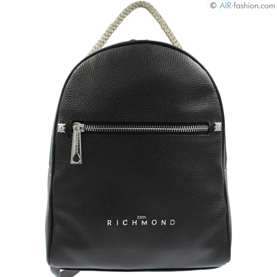 Sacs Pour Dames John Richmond | Petit Sac A Dos En Cuir Noir Pour Femme John Richmond, Fabrique En Italie Jr-W-102