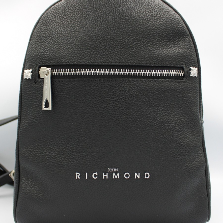 Sacs Pour Dames John Richmond | Petit Sac A Dos En Cuir Noir Pour Femme John Richmond, Fabrique En Italie Jr-W-102