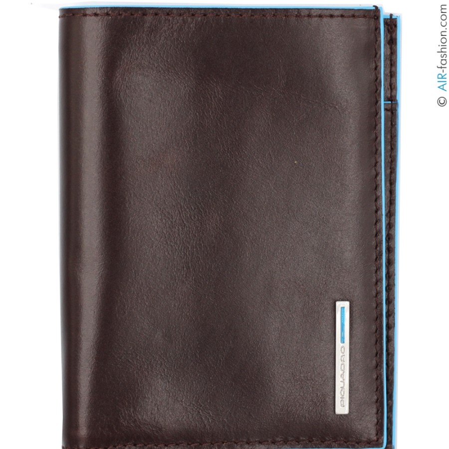 Accessoires Pour Hommes PIQUADRO | Piquadro Portefeuille Vertical Pour Homme En Cuir Marron, Pour Cartes De Credit Et Billets Pu1393B2/Mo