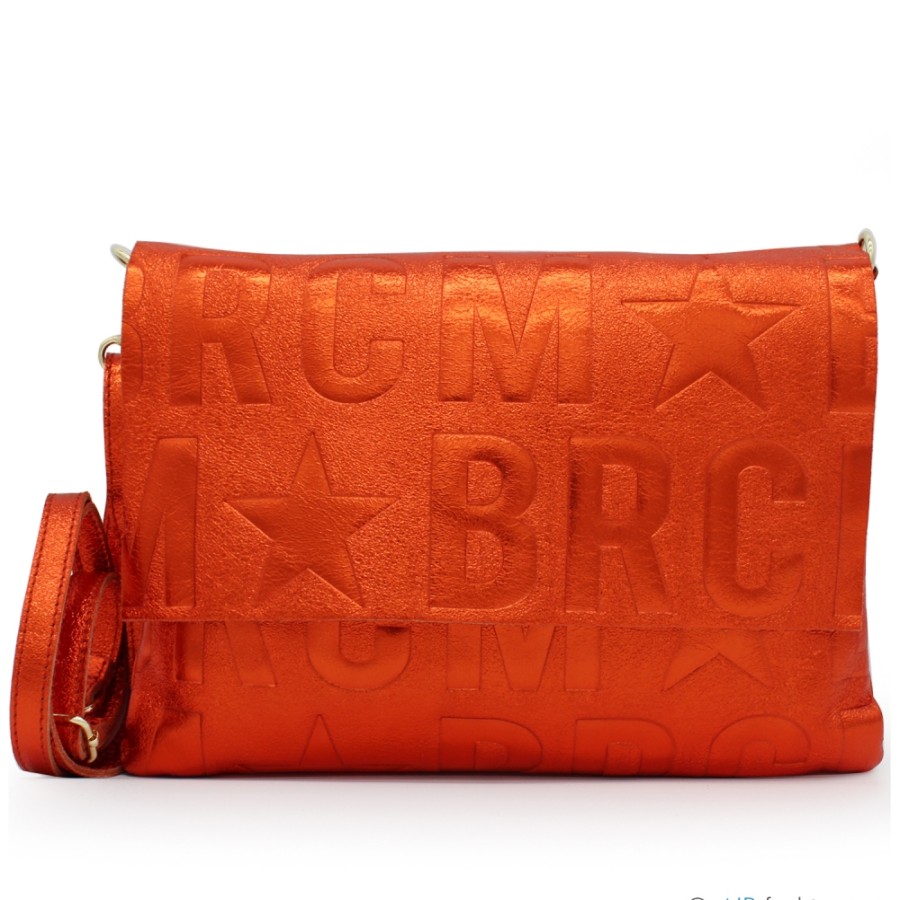 Sacs Pour Dames M*BRC | M*Brc Sac A Bandouliere Maxi-Clutch En Cuir Orange Metallise F260_Arancione