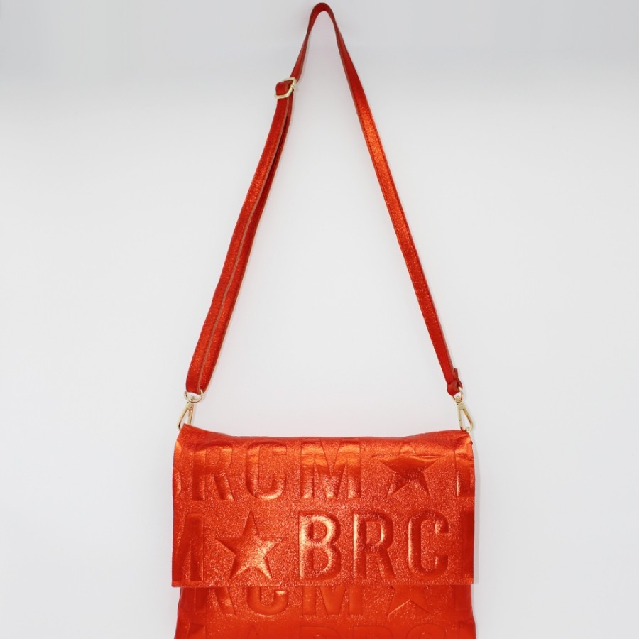 Sacs Pour Dames M*BRC | M*Brc Sac A Bandouliere Maxi-Clutch En Cuir Orange Metallise F260_Arancione