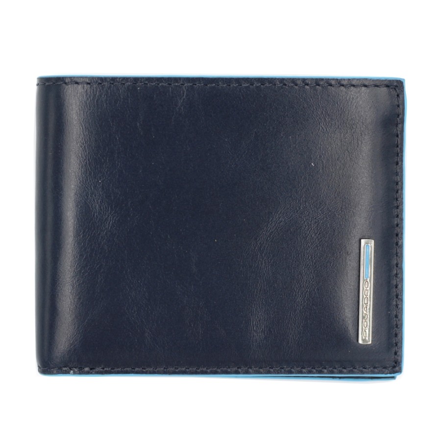 Accessoires Pour Hommes PIQUADRO | Piquadro Portefeuille Homme En Cuir Bleu Avec Poche A Monnaie Et Protection Rfid Pu4188B2R/Blu2