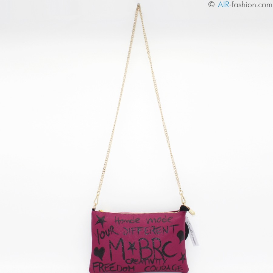 Sacs Pour Dames M*BRC | M*Brc Pochette En Cuir Rose Avec Motif Graffiti Peint A La Main F241_Amarena